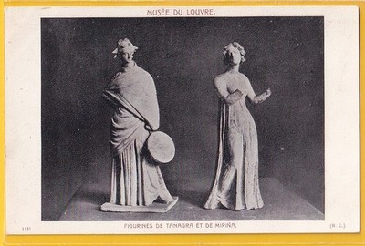 CPA Museum du LOUVRE, PARIS Figuren von TANAGRA und MIRINA Skulpturen