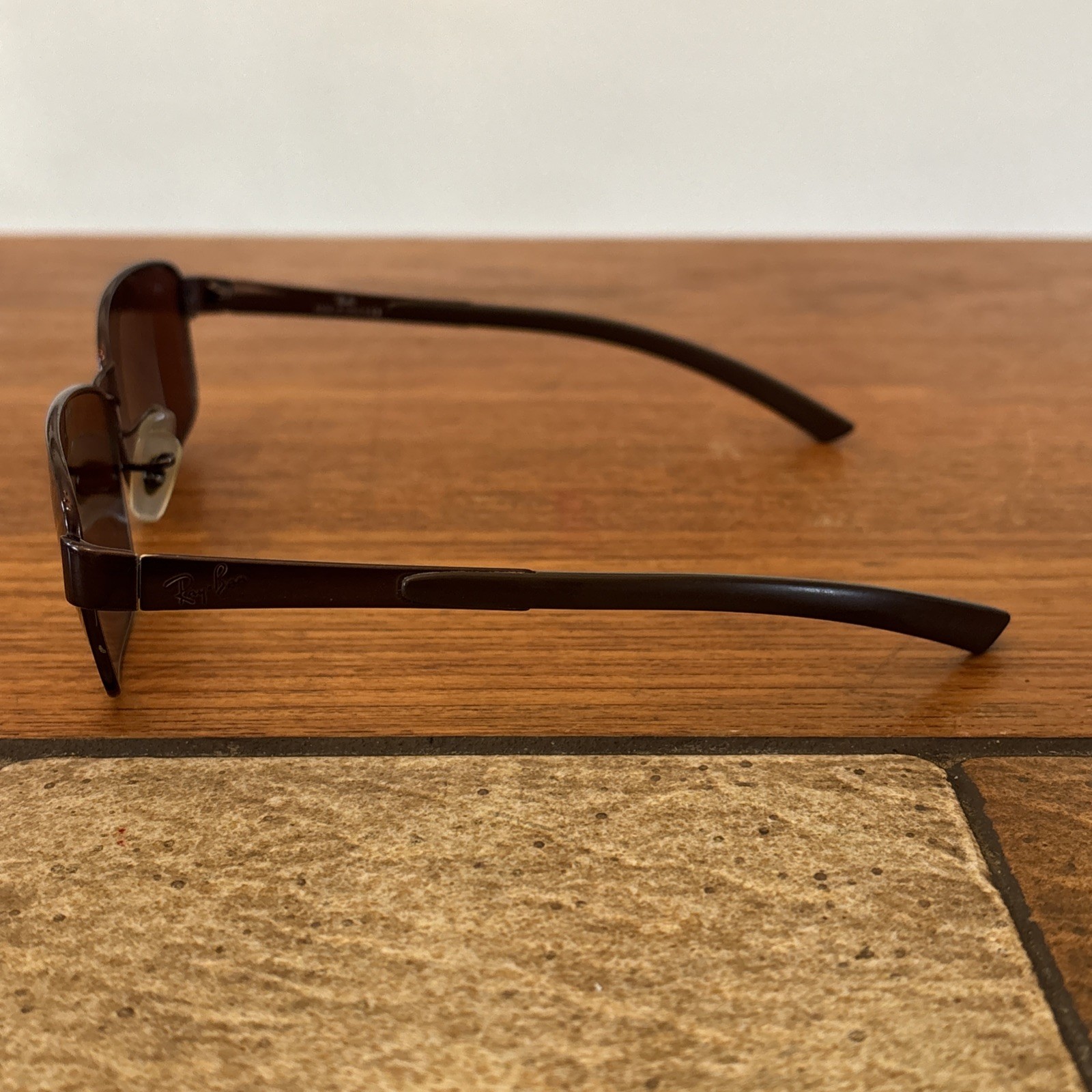 Ray Ban RB3413 (59mm) Metal Rectangle Sunglasses Brown Mirror Made in Italy image 3