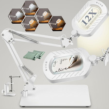 12X Magnifying Glass with Light and Stand, 144 LED Lighted Magnifying Lamp