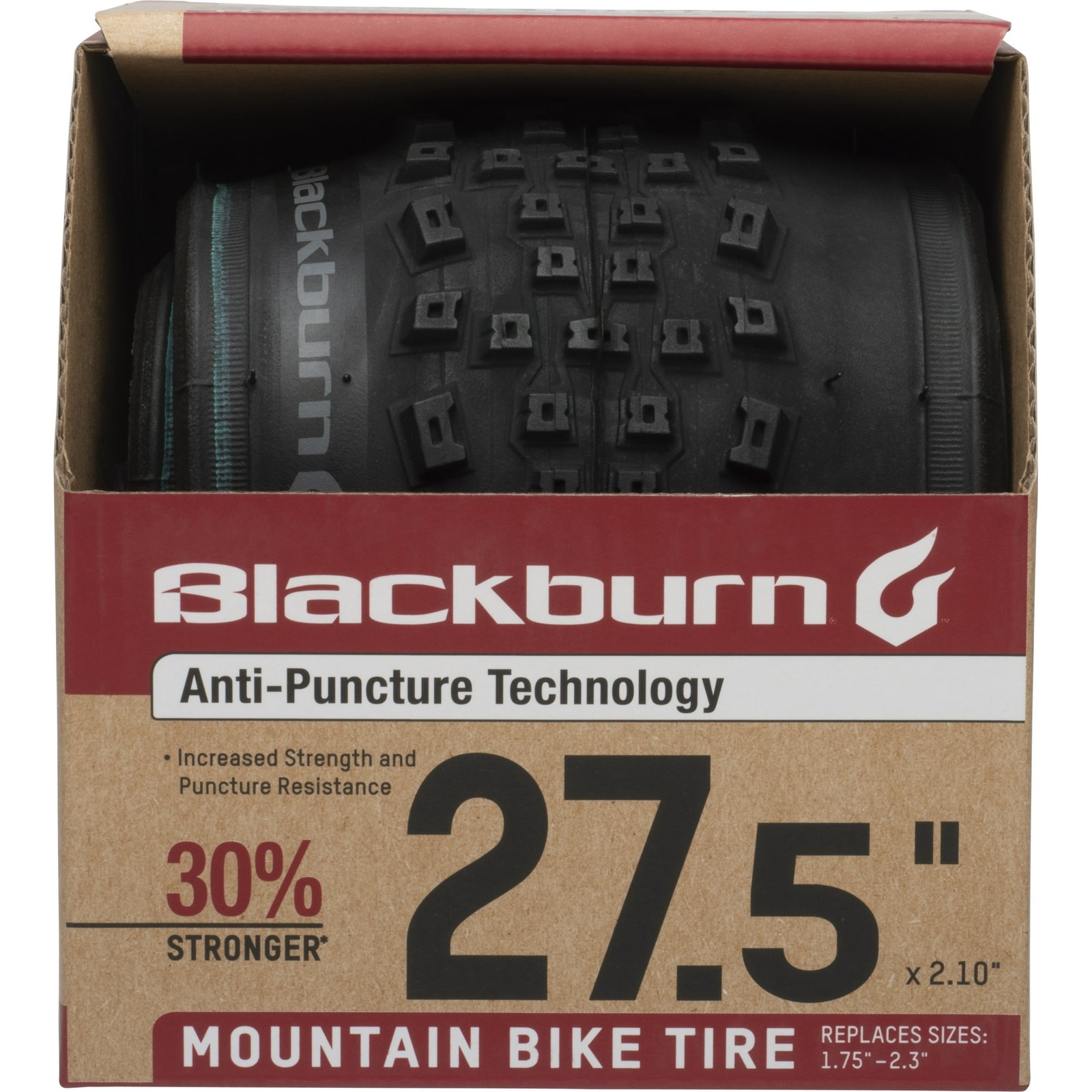 BLACKBURN MOUNTAIN BIKE TIRE, 27.5" X 2.10" ANTI-PUNCTURE TECHNOLOGY - BLACK