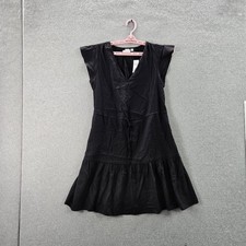 GAP Women Dress S Black Fit & Flare Mini Tiered Pleated Short Sleeve NWT