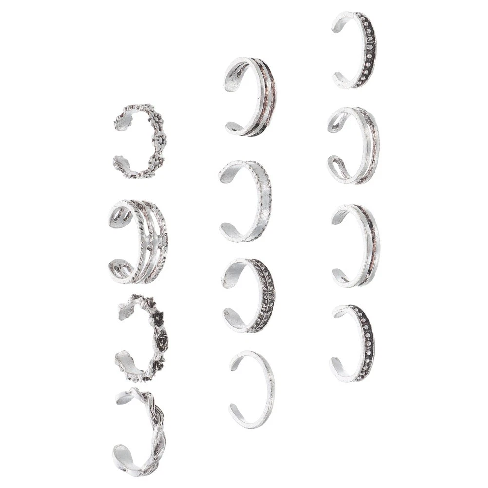 12 Pcs Verstellbare Ringe Massenringe Fußschmuck Damen Zehenringe