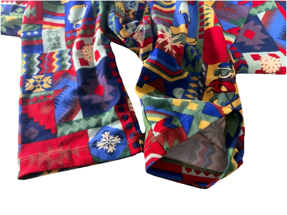 Nuevo LuLaRoe Vacaciones Invierno Esquiador Leggings Talla TC2 (20-26) Diseño Tribal Foto 4 de 4