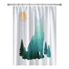 RV Shower Curtains Forest Mountain Happy Camper, Cloth Fabric RV Bathroom Dec...