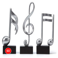Musiknote Deko Klavier Skulptur 3 StüCk Polyresin Silber 19Cm