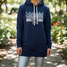 NFL Dallas Cowboys Teen Girls Juniors Extra Long Hoodie Sweatshirt - M 7/9 