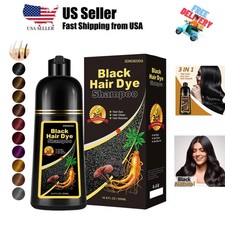 Instant Black Hair Dye Shampoo, Natural 3-in-1 for Gray Coverage in 10-15 min...