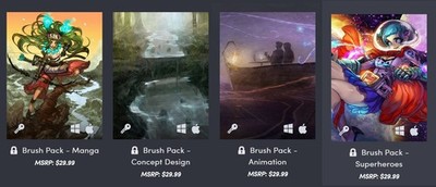 Corel BRUSH PACKS | Concept Design | Superheroes | Animation (BUNDLE)