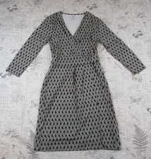 NEW $129 Talbots Dress Black White Basket Weave 3/4 Slv stretch work career M