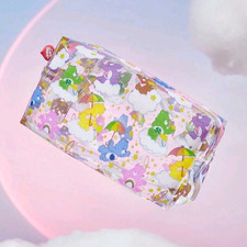 Care Bears Multicolor Clear Plastic Zipper Makeup Bag Cosmetic Pouch