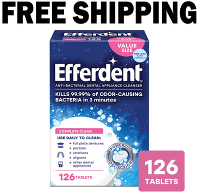 Efferdent Retainer & Denture Cleaner Tablets, Complete Clean, 126 Count