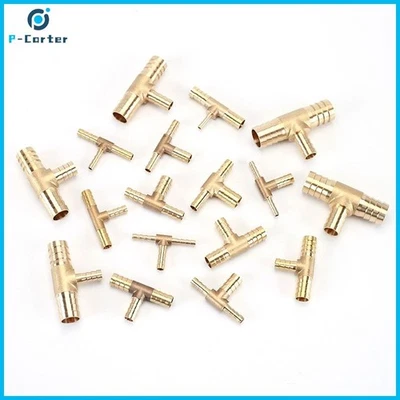 Three Way Brass T Joiner Tee 3 WAY Pipe Hosetail Reducer Connector Fitting Fuel