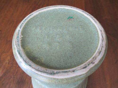 DE COLECCIÓN McCOY FLORAL VERDE MOTEADO #473 1950-1960 PEDESTAL PLANTADORA DE JARRONES - Imagen 8 de 10