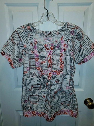 KOI by Kathy Peterson Women’s pink/raspberry cotton v-neck scrub top x-small - Picture 1 of 5