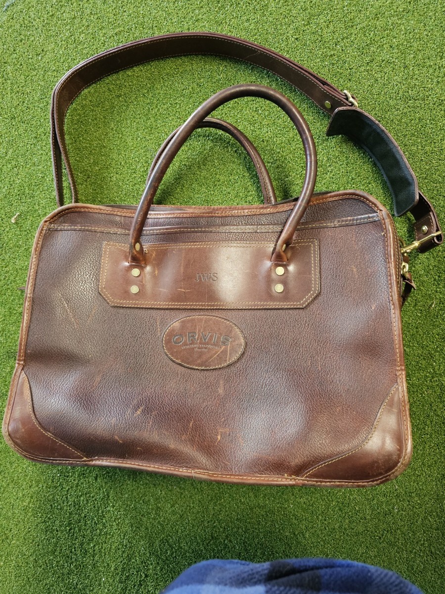 Orvis Bullhide Leather Briefcase Bag Messenger Bag Shoulder Strap