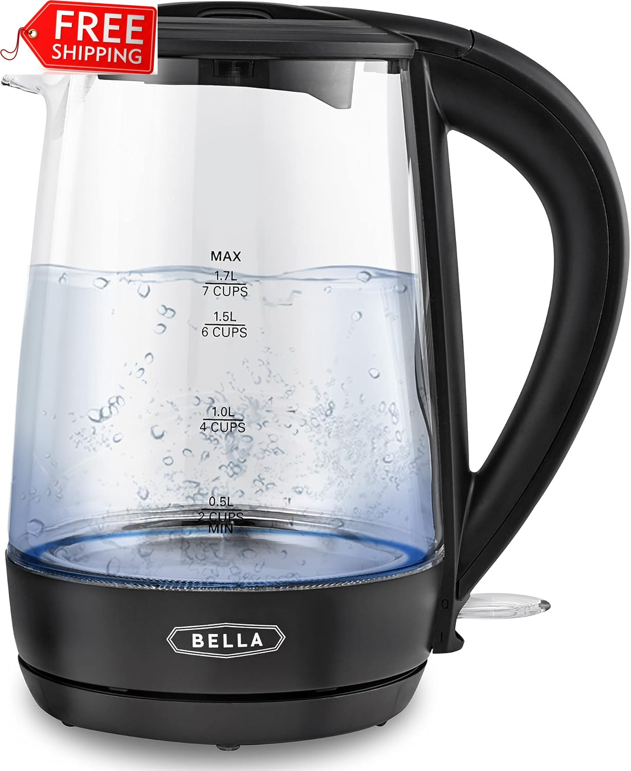 Bella 1.7L Fast-Boiling Glass Electric Kettle Heats 7 Cups in 6-7 Minutes-image