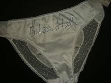 Victoria's Secret M panty BRIDAL white BRIDE blue crystallized BETTER HALF I DO