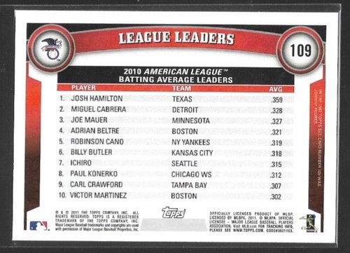 2011 Topps Factory Set Diamond Anniversary Josh Hamilton Miguel Cabrera #109 - Picture 2 of 2