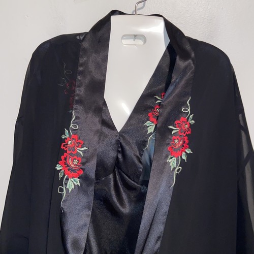 Vintage Nightie Womens Medium Satin Night Gown Robe Set Sexy Whimsigoth Lingerie - Picture 10 of 16