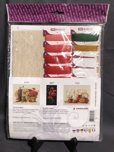 Riolis gezähltes Kreuzstich-Set Mohnblumen 8 1⁄4"" x 8 3⁄4"" 15 Stück Aida - Bild 2 von 4