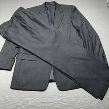 FLAW Hickey Freeman Suit Mens 42L Long Gray Two Button Wool Classic