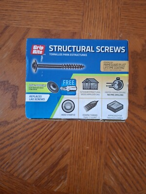 #ad Grip Rite Steel Star Hex Washer Structural Screws No.9x2 1 2 No Gratis *21 $18.00