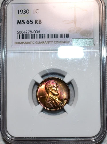 NGC MS-65 RB 1930-P Lincoln Cent, Gorgeously Toned, Red-Brown Gem!