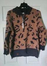 Simply Southern Womens Small Cheetah Print Heavy Sweater