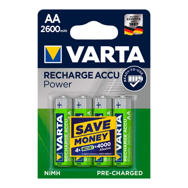 VARTA LR6 (AA) NiMH 1,2V 2,6Ah Pile Rechargeable - 4 Pièces (5 716 101 404)
