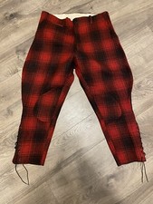 RARE VTG Hunting Mackinaw Red Buffalo Plaid Wool Pants Lace-up Leg 36 UNBRANDED