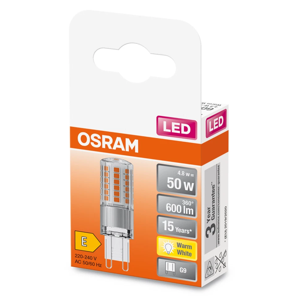 OSRAM LED Pin Lampe mit G9 Sockel, Warmweiss (2700K), 4.8W, Ersatz für - Bild 2 von 2