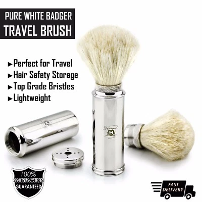 HARYALI LONDON Herren Rasierpinsel weiß Dachshaar Borsten medizinisch Messinggriff HARYALI