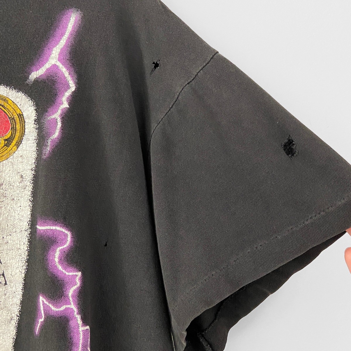 Vintage 90s Jesus Lightning T Shirt American Thunder Faded Worn XL