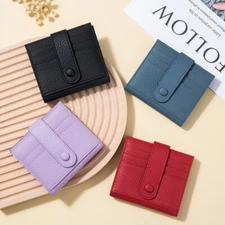 Womens Genuine Leather Short Bifold Wallet Mini Clutch Handbag Multi Card Holder