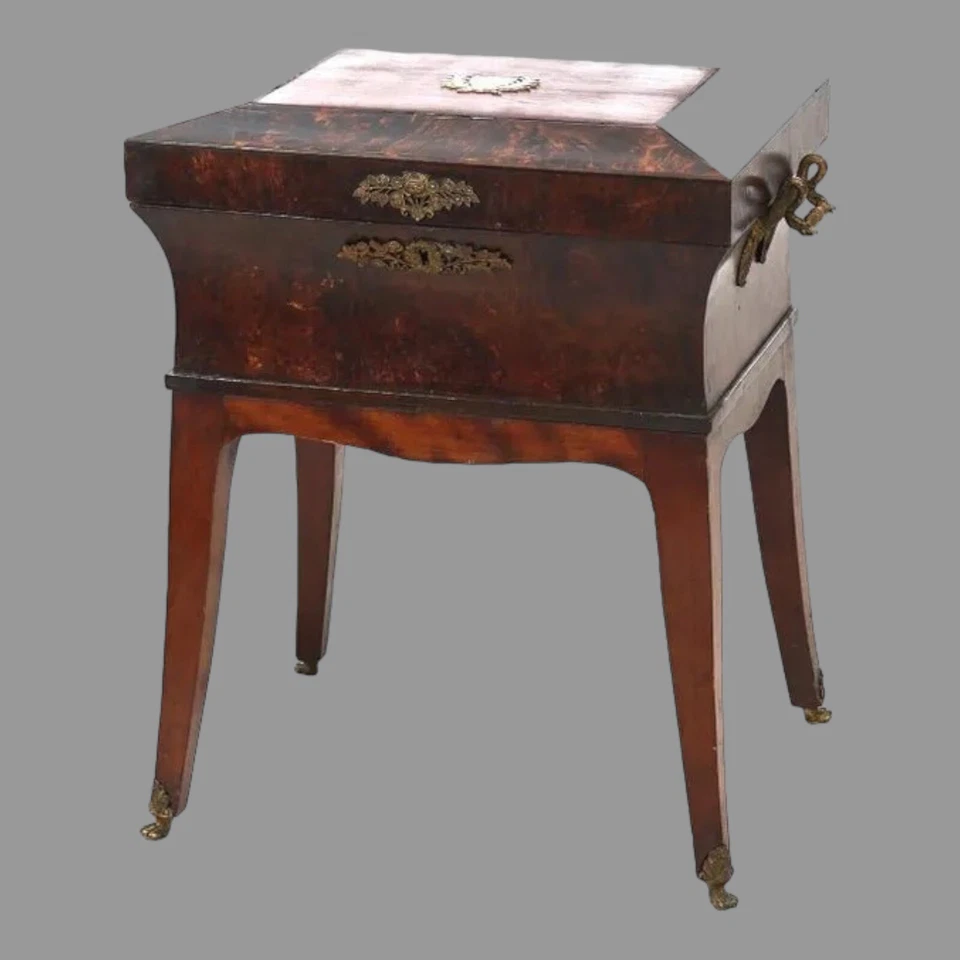 Antique French Louis XVI Inlaid Olive Wood Sewing Box or Jewel Chest c1800 - Image 2 of 4