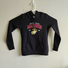 Champion USMC Long Sleeve Pullover Hoodie Black Women's Size M New