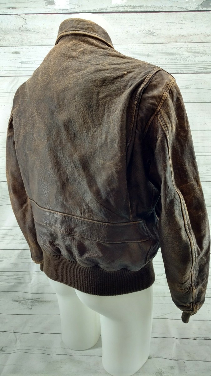 Avirex 1986 US Navy Type G-2 Brown Leather Bomber Jacket