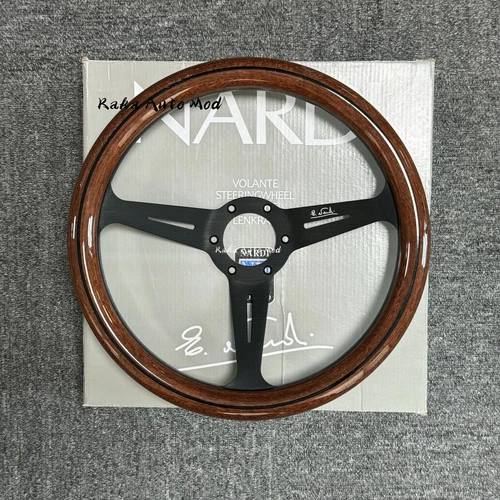 360mm NARDI Classic Steering Wheel Mahogany Wood with Smooth Finish Black Spoke - Picture 2 of 7