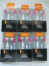 LOT 6,3,2 or 1 Reiko HS1490 SmartPhone Stereo Headset Inline Microphone -pink