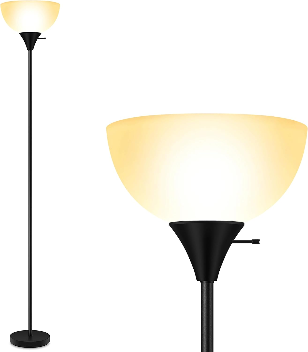 70.1 Inch Modern LED Black Floor Lamp with E26 Base for Eye Comfort