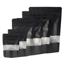 Black Food Safe Packaging Bags Smell Proof Storage Bags Stand Up Bag with Window