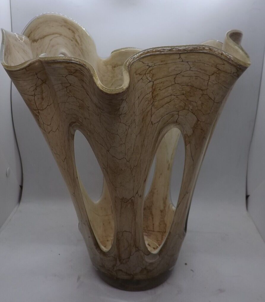 Large Art glass handmade Makora Krosno Marble Effect Swirl glass murano