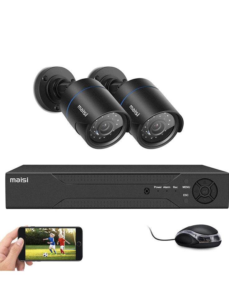 MAISI 1080P 4 Channel DVR CCTV Security Camera System, 2x 2MP HD