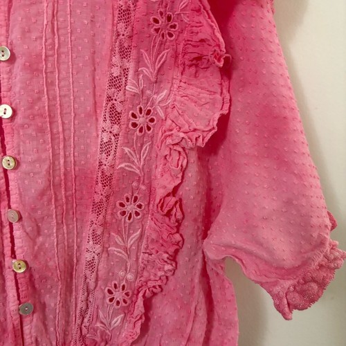 love Shack Fancy Natasha Eyelet Pink smocked mini dress size XL - Picture 9 of 17
