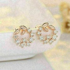 1.20Ct Round Cut Lab Created Diamond Flowers Stud Earring 14K Rose Gold Plated