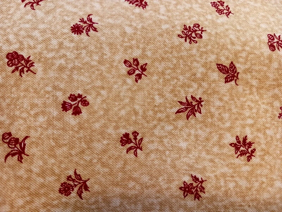 Tela de algodón de calidad con estampado floral dorado y rojo intenso hecha en Japón Hobby Lobby 2 C Foto 2 de 4