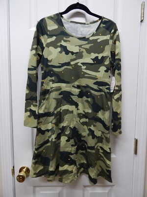 ワンピース KOWGA PALE ORIGINAL CAMO GIRL DRESS Wonder Nation Crew Neck Long Sleeve Play Dress-Camo-XL 14/16-NWT