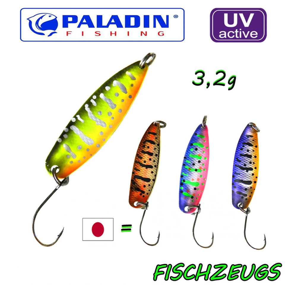 Paladin Spoon Tiger Forelle Forellenköder UV Raubfisch Trout 3,2g Maruto Hook