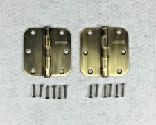 2 Door Hinges Schlage Antique Brass w/ screws 3.5" x 3.5" Radius SPS1011F-6009E