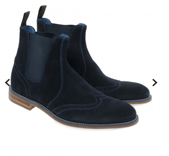 Loake Hoskins Mens Brogue Chelsea Navy/Blue Core Suede Boots RRP£175